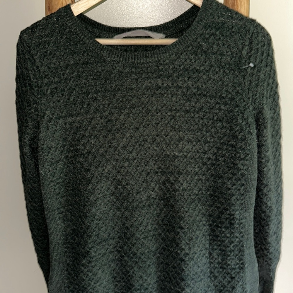 Athleta Merino Wool Cable Knit Green Fisherman’s sweater